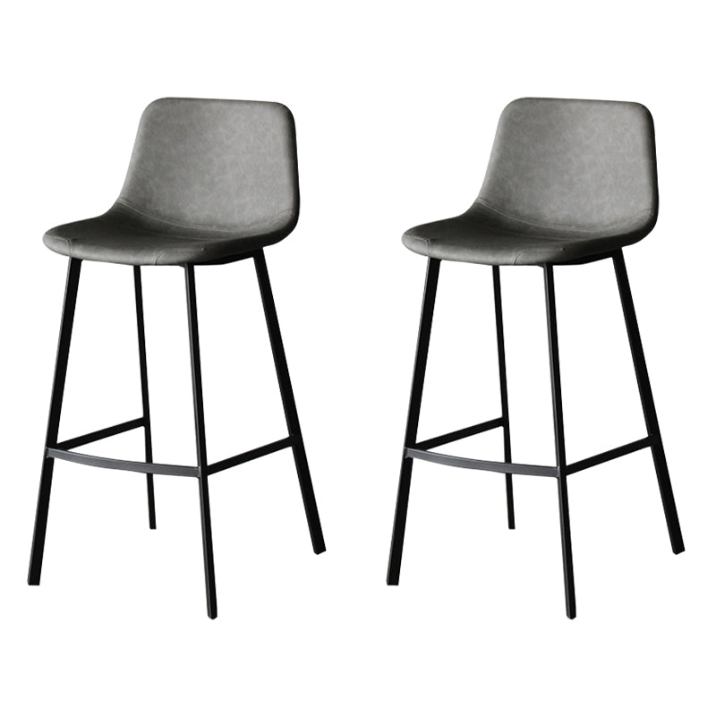 Industrial Leather Iron Counter Stools Low Back Bar Stools with Footrest Grey Black 2 Piece Set Clearhalo 'Bar Furniture' 'Bar Stools' 'bar_stools' 'furn' 'furn_bar_stools' 'Furniture' 'furniture_bar_stools' 'Kitchen & Dining Furniture' 4730302
