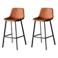Industrial Leather Iron Counter Stools Low Back Bar Stools with Footrest Brown Black 2 Piece Set Clearhalo 'Bar Furniture' 'Bar Stools' 'bar_stools' 'furn' 'furn_bar_stools' 'Furniture' 'furniture_bar_stools' 'Kitchen & Dining Furniture' 4730303