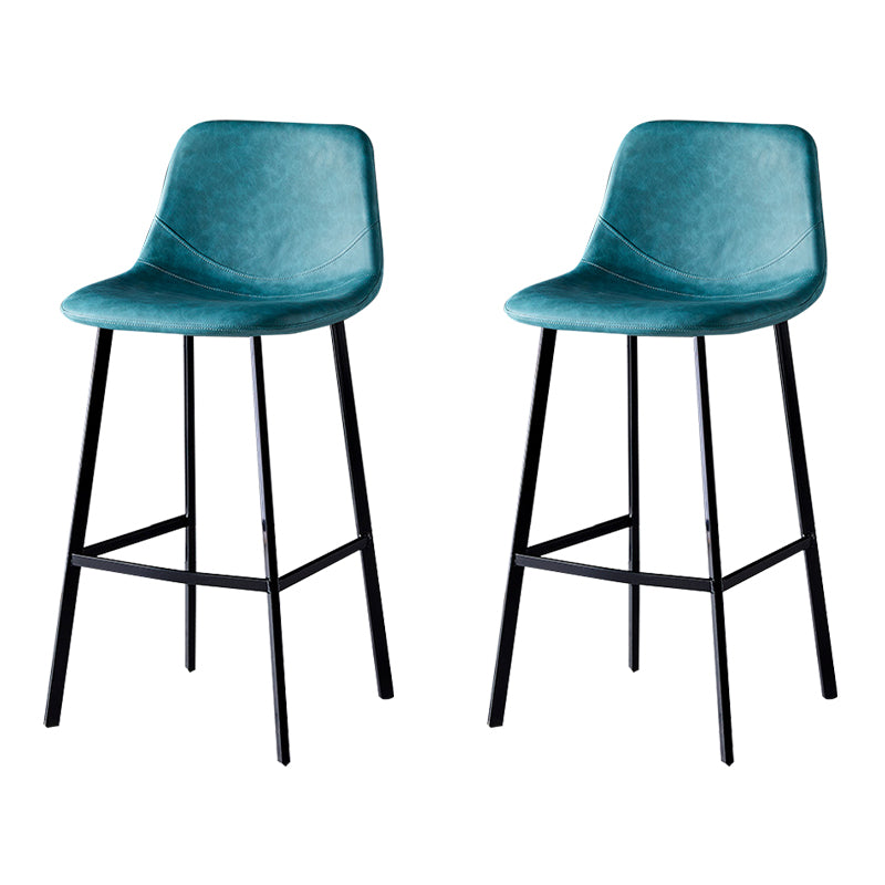 Industrial Leather Iron Counter Stools Low Back Bar Stools with Footrest Green Black 2 Piece Set Clearhalo 'Bar Furniture' 'Bar Stools' 'bar_stools' 'furn' 'furn_bar_stools' 'Furniture' 'furniture_bar_stools' 'Kitchen & Dining Furniture' 4730304