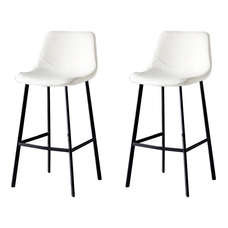 Industrial Leather Iron Counter Stools Low Back Bar Stools with Footrest White Black 2 Piece Set Clearhalo 'Bar Furniture' 'Bar Stools' 'bar_stools' 'furn' 'furn_bar_stools' 'Furniture' 'furniture_bar_stools' 'Kitchen & Dining Furniture' 4730305