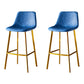 Industrial Leather Iron Counter Stools Low Back Bar Stools with Footrest Blue Gold 2 Piece Set Clearhalo 'Bar Furniture' 'Bar Stools' 'bar_stools' 'furn' 'furn_bar_stools' 'Furniture' 'furniture_bar_stools' 'Kitchen & Dining Furniture' 4730310
