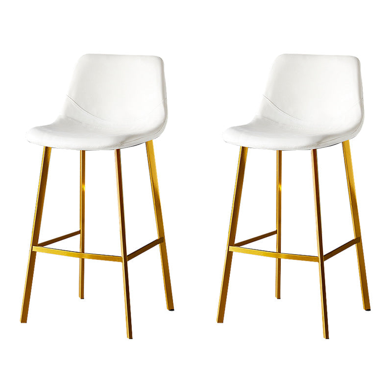 Industrial Leather Iron Counter Stools Low Back Bar Stools with Footrest White Gold 2 Piece Set Clearhalo 'Bar Furniture' 'Bar Stools' 'bar_stools' 'furn' 'furn_bar_stools' 'Furniture' 'furniture_bar_stools' 'Kitchen & Dining Furniture' 4730311