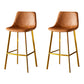 Industrial Leather Iron Counter Stools Low Back Bar Stools with Footrest Brown Gold 2 Piece Set Clearhalo 'Bar Furniture' 'Bar Stools' 'bar_stools' 'furn' 'furn_bar_stools' 'Furniture' 'furniture_bar_stools' 'Kitchen & Dining Furniture' 4730312