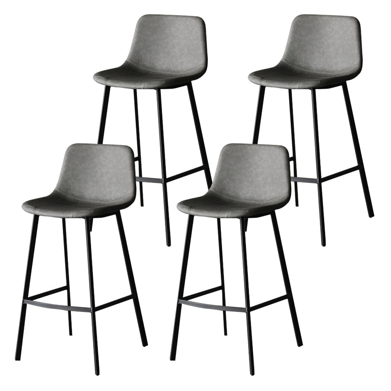 Industrial Leather Iron Counter Stools Low Back Bar Stools with Footrest Grey Black 4 Piece Set Clearhalo 'Bar Furniture' 'Bar Stools' 'bar_stools' 'furn' 'furn_bar_stools' 'Furniture' 'furniture_bar_stools' 'Kitchen & Dining Furniture' 4730314