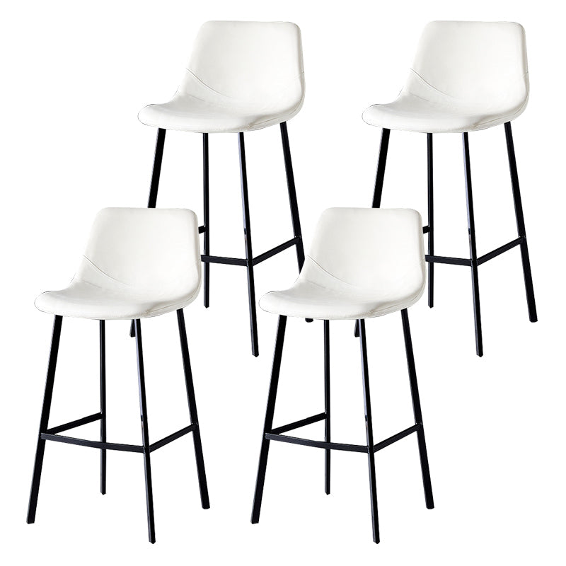 Industrial Leather Iron Counter Stools Low Back Bar Stools with Footrest White Black 4 Piece Set Clearhalo 'Bar Furniture' 'Bar Stools' 'bar_stools' 'furn' 'furn_bar_stools' 'Furniture' 'furniture_bar_stools' 'Kitchen & Dining Furniture' 4730317