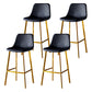 Industrial Leather Iron Counter Stools Low Back Bar Stools with Footrest Black Gold 4 Piece Set Clearhalo 'Bar Furniture' 'Bar Stools' 'bar_stools' 'furn' 'furn_bar_stools' 'Furniture' 'furniture_bar_stools' 'Kitchen & Dining Furniture' 4730320