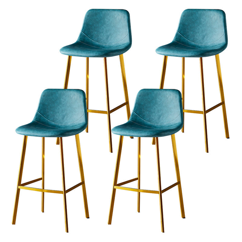 Industrial Leather Iron Counter Stools Low Back Bar Stools with Footrest Green Gold 4 Piece Set Clearhalo 'Bar Furniture' 'Bar Stools' 'bar_stools' 'furn' 'furn_bar_stools' 'Furniture' 'furniture_bar_stools' 'Kitchen & Dining Furniture' 4730321