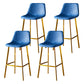 Industrial Leather Iron Counter Stools Low Back Bar Stools with Footrest Blue Gold 4 Piece Set Clearhalo 'Bar Furniture' 'Bar Stools' 'bar_stools' 'furn' 'furn_bar_stools' 'Furniture' 'furniture_bar_stools' 'Kitchen & Dining Furniture' 4730322