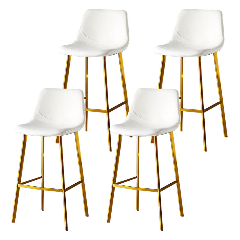 Industrial Leather Iron Counter Stools Low Back Bar Stools with Footrest White Gold 4 Piece Set Clearhalo 'Bar Furniture' 'Bar Stools' 'bar_stools' 'furn' 'furn_bar_stools' 'Furniture' 'furniture_bar_stools' 'Kitchen & Dining Furniture' 4730323