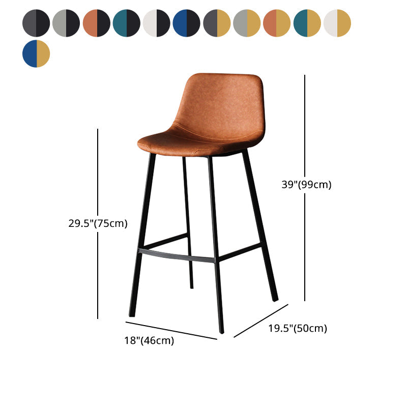 Industrial Leather Iron Counter Stools Low Back Bar Stools with Footrest Clearhalo 'Bar Furniture' 'Bar Stools' 'bar_stools' 'furn' 'furn_bar_stools' 'Furniture' 'furniture_bar_stools' 'Kitchen & Dining Furniture' 4730325