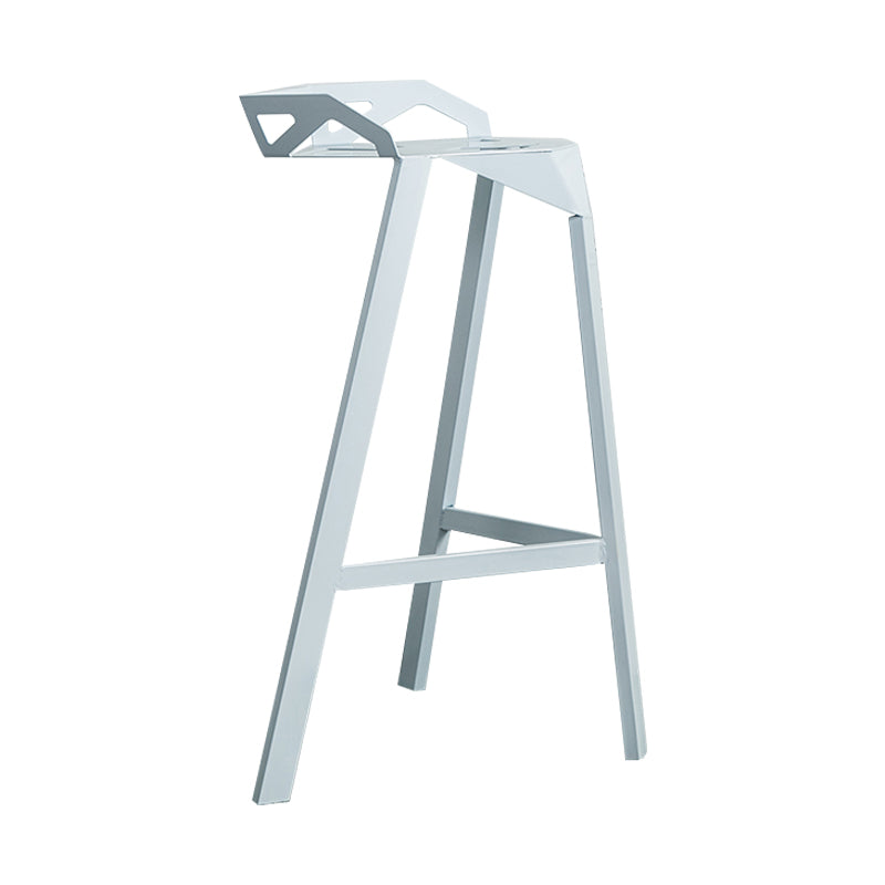 Industrial Stackable Iron Counter Stools Low Back 3 Legs Bar Stools with Footrest White 1 Piece Clearhalo 'Bar Furniture' 'Bar Stools' 'bar_stools' 'furn' 'furn_bar_stools' 'Furniture' 'furniture_bar_stools' 'Kitchen & Dining Furniture' 4730361