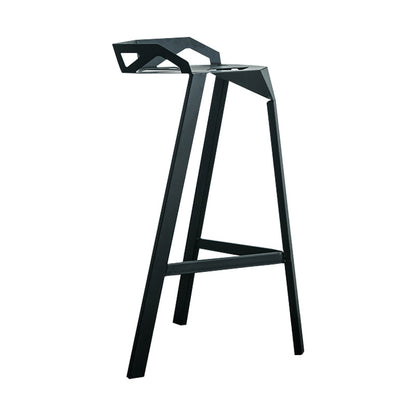 Industrial Stackable Iron Counter Stools Low Back 3 Legs Bar Stools with Footrest Black 1 Piece Clearhalo 'Bar Furniture' 'Bar Stools' 'bar_stools' 'furn' 'furn_bar_stools' 'Furniture' 'furniture_bar_stools' 'Kitchen & Dining Furniture' 4730362