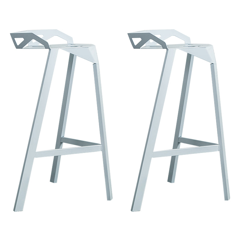Industrial Stackable Iron Counter Stools Low Back 3 Legs Bar Stools with Footrest White 2 Piece Set Clearhalo 'Bar Furniture' 'Bar Stools' 'bar_stools' 'furn' 'furn_bar_stools' 'Furniture' 'furniture_bar_stools' 'Kitchen & Dining Furniture' 4730369