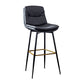 Scandinavian Leather Metal Counter Stools Black Low Back Bar Stools with Footrest Black 1 Piece Clearhalo 'Bar Furniture' 'Bar Stools' 'bar_stools' 'furn' 'furn_bar_stools' 'Furniture' 'furniture_bar_stools' 'Kitchen & Dining Furniture' 4730378