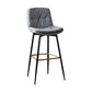 Scandinavian Leather Metal Counter Stools Black Low Back Bar Stools with Footrest Light Gray 1 Piece Clearhalo 'Bar Furniture' 'Bar Stools' 'bar_stools' 'furn' 'furn_bar_stools' 'Furniture' 'furniture_bar_stools' 'Kitchen & Dining Furniture' 4730379