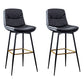 Scandinavian Leather Metal Counter Stools Black Low Back Bar Stools with Footrest Black 2 Piece Set Clearhalo 'Bar Furniture' 'Bar Stools' 'bar_stools' 'furn' 'furn_bar_stools' 'Furniture' 'furniture_bar_stools' 'Kitchen & Dining Furniture' 4730389