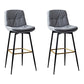 Scandinavian Leather Metal Counter Stools Black Low Back Bar Stools with Footrest Light Gray 2 Piece Set Clearhalo 'Bar Furniture' 'Bar Stools' 'bar_stools' 'furn' 'furn_bar_stools' 'Furniture' 'furniture_bar_stools' 'Kitchen & Dining Furniture' 4730391