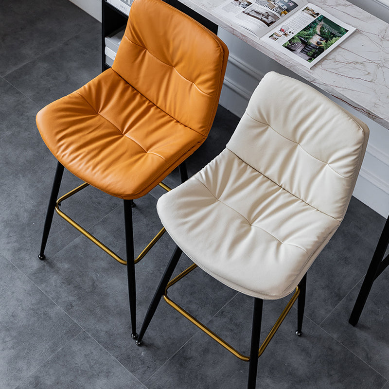 Scandinavian Leather Metal Counter Stools Black Low Back Bar Stools with Footrest Clearhalo 'Bar Furniture' 'Bar Stools' 'bar_stools' 'furn' 'furn_bar_stools' 'Furniture' 'furniture_bar_stools' 'Kitchen & Dining Furniture' 4730395