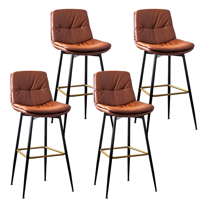 Scandinavian Leather Metal Counter Stools Black Low Back Bar Stools with Footrest Coffee 4 Piece Set Clearhalo 'Bar Furniture' 'Bar Stools' 'bar_stools' 'furn' 'furn_bar_stools' 'Furniture' 'furniture_bar_stools' 'Kitchen & Dining Furniture' 4730404