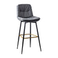 Scandinavian Leather Metal Counter Stools Black Low Back Bar Stools with Footrest Dark Gray 1 Piece Clearhalo 'Bar Furniture' 'Bar Stools' 'bar_stools' 'furn' 'furn_bar_stools' 'Furniture' 'furniture_bar_stools' 'Kitchen & Dining Furniture' 4730407
