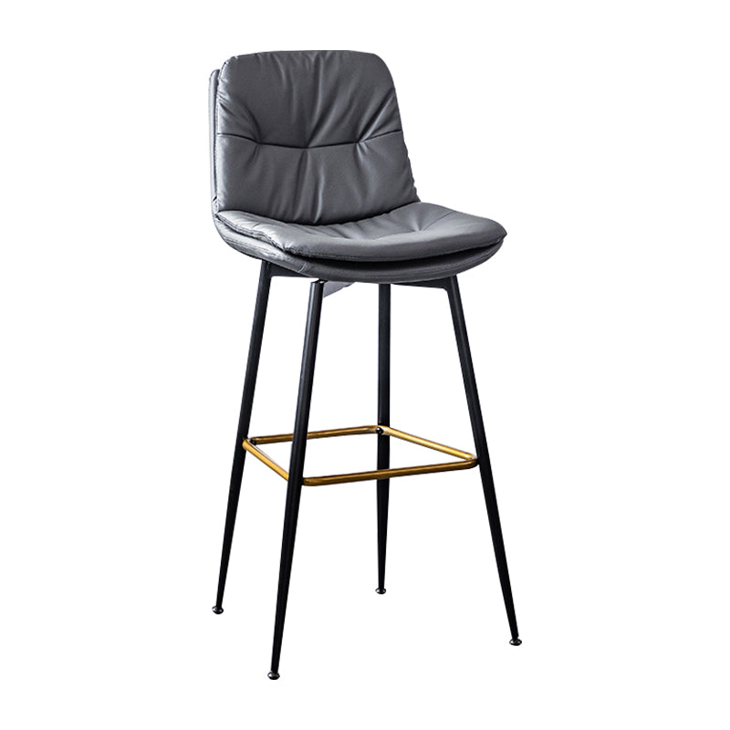 Scandinavian Leather Metal Counter Stools Black Low Back Bar Stools with Footrest Dark Gray 1 Piece Clearhalo 'Bar Furniture' 'Bar Stools' 'bar_stools' 'furn' 'furn_bar_stools' 'Furniture' 'furniture_bar_stools' 'Kitchen & Dining Furniture' 4730407