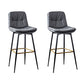 Scandinavian Leather Metal Counter Stools Black Low Back Bar Stools with Footrest Dark Gray 2 Piece Set Clearhalo 'Bar Furniture' 'Bar Stools' 'bar_stools' 'furn' 'furn_bar_stools' 'Furniture' 'furniture_bar_stools' 'Kitchen & Dining Furniture' 4730408