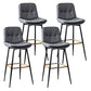 Scandinavian Leather Metal Counter Stools Black Low Back Bar Stools with Footrest Dark Gray 4 Piece Set Clearhalo 'Bar Furniture' 'Bar Stools' 'bar_stools' 'furn' 'furn_bar_stools' 'Furniture' 'furniture_bar_stools' 'Kitchen & Dining Furniture' 4730409