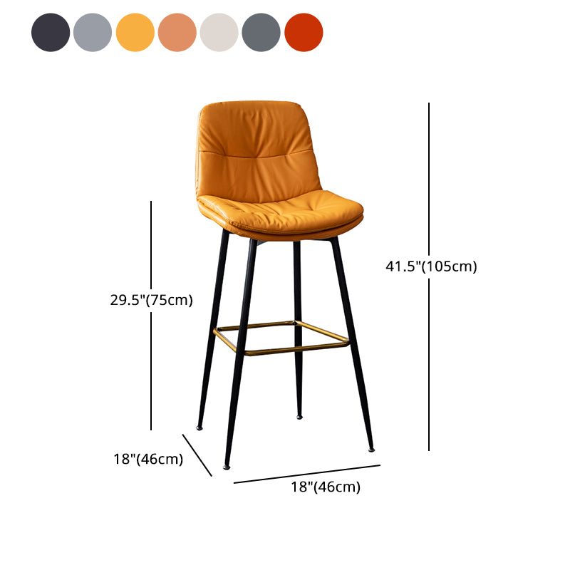 Scandinavian Leather Metal Counter Stools Black Low Back Bar Stools with Footrest Clearhalo 'Bar Furniture' 'Bar Stools' 'bar_stools' 'furn' 'furn_bar_stools' 'Furniture' 'furniture_bar_stools' 'Kitchen & Dining Furniture' 4730411