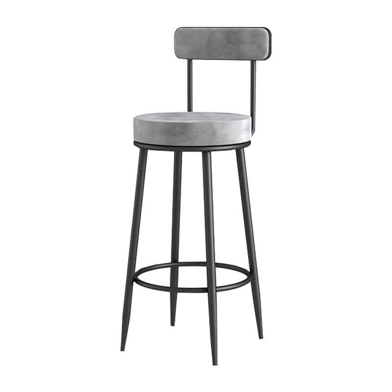 Scandinavian Upholstered Metal Counter Stools Low Back Bar Stools with Round Seat Grey Black 1 Piece Clearhalo 'Bar Furniture' 'Bar Stools' 'bar_stools' 'furn' 'furn_bar_stools' 'Furniture' 'furniture_bar_stools' 'Kitchen & Dining Furniture' 4730413