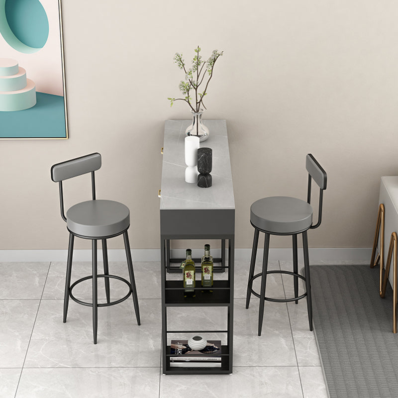 Scandinavian Upholstered Metal Counter Stools Low Back Bar Stools with Round Seat Clearhalo 'Bar Furniture' 'Bar Stools' 'bar_stools' 'furn' 'furn_bar_stools' 'Furniture' 'furniture_bar_stools' 'Kitchen & Dining Furniture' 4730419