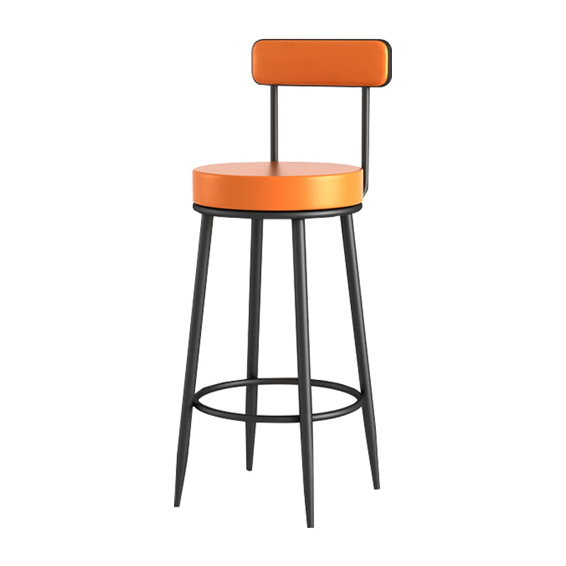 Scandinavian Upholstered Metal Counter Stools Low Back Bar Stools with Round Seat Clearhalo 'Bar Furniture' 'Bar Stools' 'bar_stools' 'furn' 'furn_bar_stools' 'Furniture' 'furniture_bar_stools' 'Kitchen & Dining Furniture' 4730420