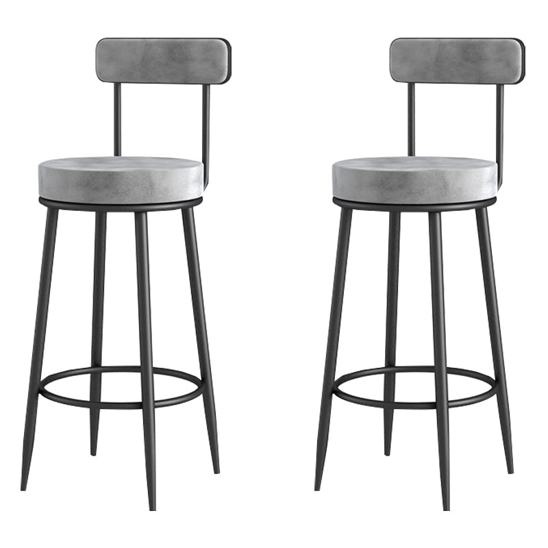 Scandinavian Upholstered Metal Counter Stools Low Back Bar Stools with Round Seat Grey Black 2 Piece Set Clearhalo 'Bar Furniture' 'Bar Stools' 'bar_stools' 'furn' 'furn_bar_stools' 'Furniture' 'furniture_bar_stools' 'Kitchen & Dining Furniture' 4730421