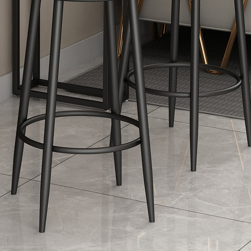 Scandinavian Upholstered Metal Counter Stools Low Back Bar Stools with Round Seat Clearhalo 'Bar Furniture' 'Bar Stools' 'bar_stools' 'furn' 'furn_bar_stools' 'Furniture' 'furniture_bar_stools' 'Kitchen & Dining Furniture' 4730423