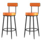 Scandinavian Upholstered Metal Counter Stools Low Back Bar Stools with Round Seat Orange Black 2 Piece Set Clearhalo 'Bar Furniture' 'Bar Stools' 'bar_stools' 'furn' 'furn_bar_stools' 'Furniture' 'furniture_bar_stools' 'Kitchen & Dining Furniture' 4730424
