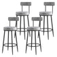 Scandinavian Upholstered Metal Counter Stools Low Back Bar Stools with Round Seat Grey Black 4 Piece Set Clearhalo 'Bar Furniture' 'Bar Stools' 'bar_stools' 'furn' 'furn_bar_stools' 'Furniture' 'furniture_bar_stools' 'Kitchen & Dining Furniture' 4730429
