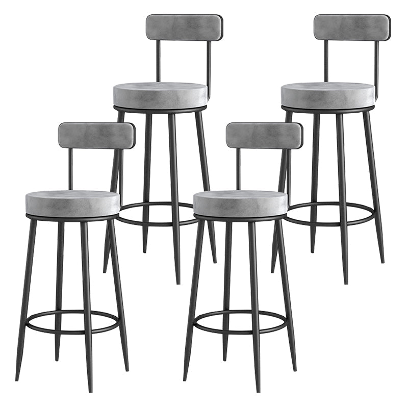 Scandinavian Upholstered Metal Counter Stools Low Back Bar Stools with Round Seat Grey Black 4 Piece Set Clearhalo 'Bar Furniture' 'Bar Stools' 'bar_stools' 'furn' 'furn_bar_stools' 'Furniture' 'furniture_bar_stools' 'Kitchen & Dining Furniture' 4730429
