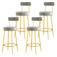 Scandinavian Upholstered Metal Counter Stools Low Back Bar Stools with Round Seat Grey Gold 4 Piece Set Clearhalo 'Bar Furniture' 'Bar Stools' 'bar_stools' 'furn' 'furn_bar_stools' 'Furniture' 'furniture_bar_stools' 'Kitchen & Dining Furniture' 4730430