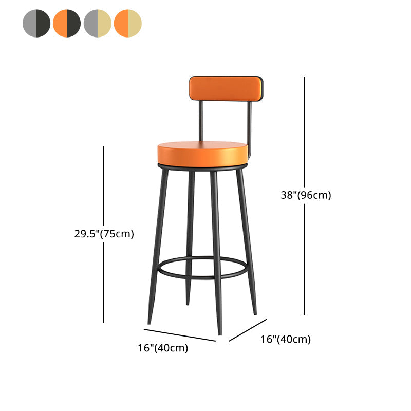 Scandinavian Upholstered Metal Counter Stools Low Back Bar Stools with Round Seat Clearhalo 'Bar Furniture' 'Bar Stools' 'bar_stools' 'furn' 'furn_bar_stools' 'Furniture' 'furniture_bar_stools' 'Kitchen & Dining Furniture' 4730433
