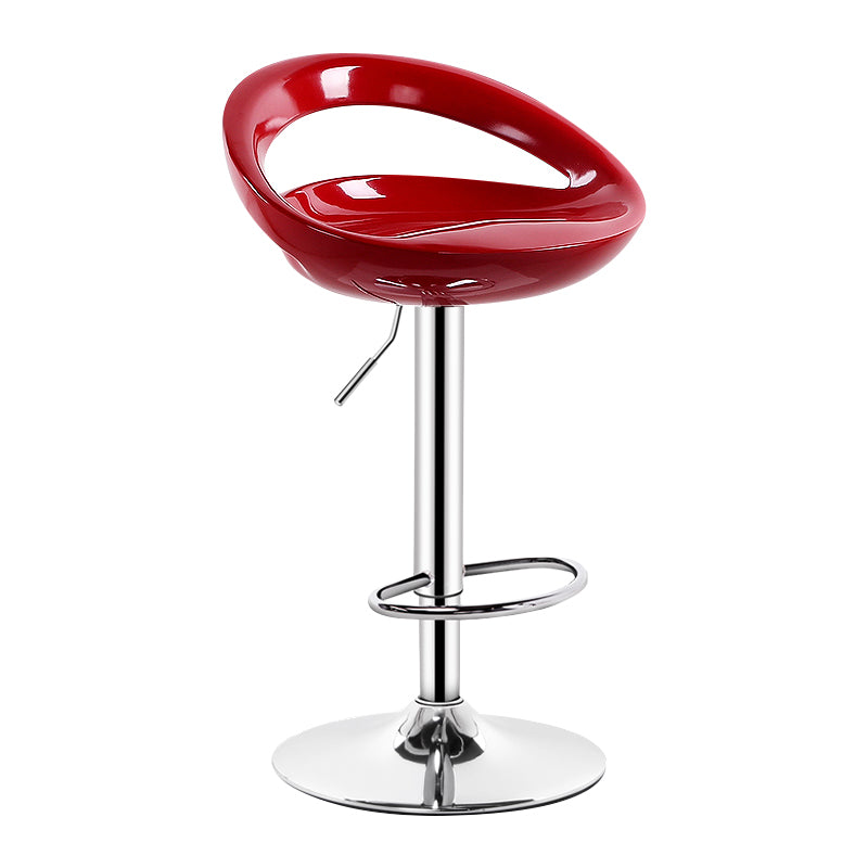 Industrial Adjustable Height Swivel Counter Stools Metal Bar Stools with Footrest Red 1 Piece Clearhalo 'Bar Furniture' 'Bar Stools' 'bar_stools' 'furn' 'furn_bar_stools' 'Furniture' 'furniture_bar_stools' 'Kitchen & Dining Furniture' 4730435