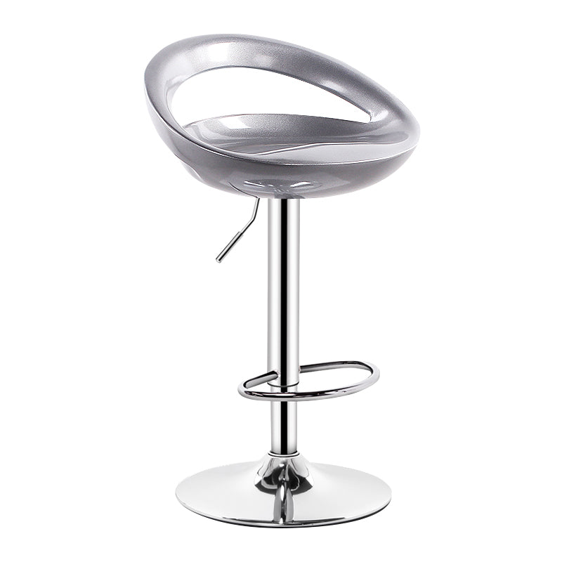 Industrial Adjustable Height Swivel Counter Stools Metal Bar Stools with Footrest Silver 1 Piece Clearhalo 'Bar Furniture' 'Bar Stools' 'bar_stools' 'furn' 'furn_bar_stools' 'Furniture' 'furniture_bar_stools' 'Kitchen & Dining Furniture' 4730444