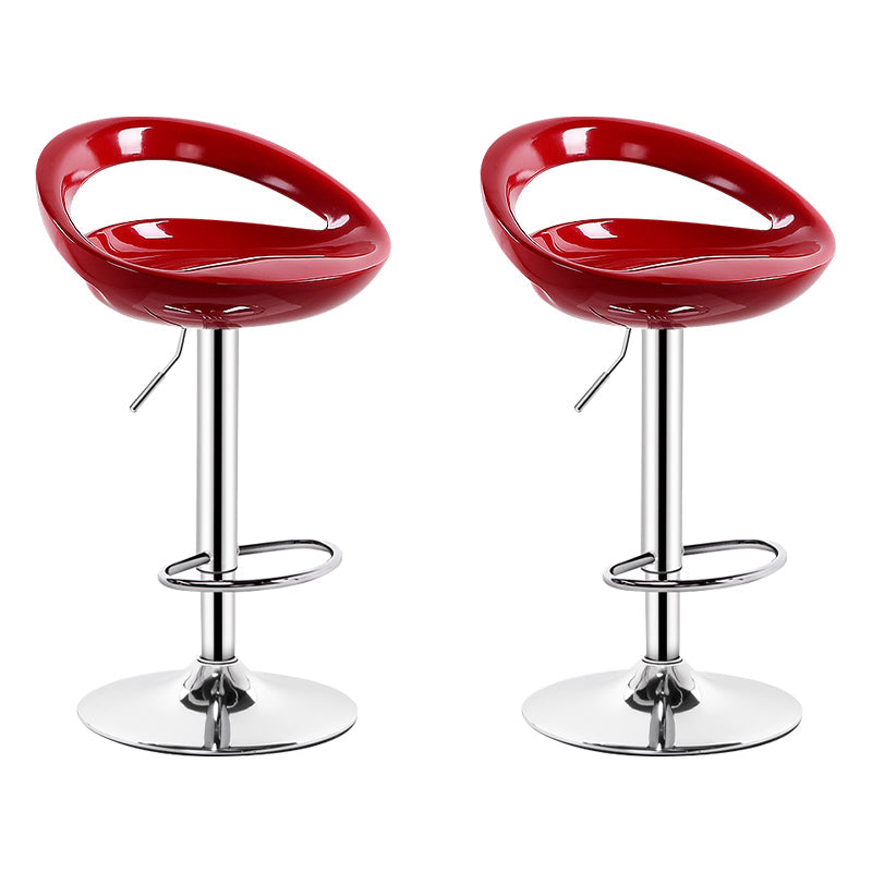 Industrial Adjustable Height Swivel Counter Stools Metal Bar Stools with Footrest Red 2 Piece Set Clearhalo 'Bar Furniture' 'Bar Stools' 'bar_stools' 'furn' 'furn_bar_stools' 'Furniture' 'furniture_bar_stools' 'Kitchen & Dining Furniture' 4730455