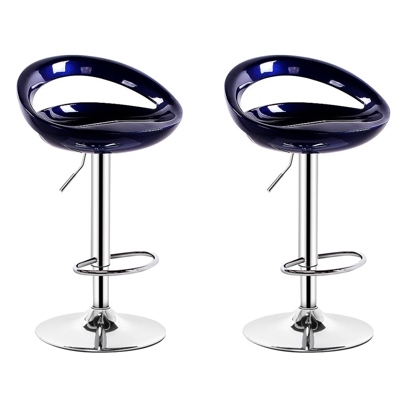 Industrial Adjustable Height Swivel Counter Stools Metal Bar Stools with Footrest Royal Blue 2 Piece Set Clearhalo 'Bar Furniture' 'Bar Stools' 'bar_stools' 'furn' 'furn_bar_stools' 'Furniture' 'furniture_bar_stools' 'Kitchen & Dining Furniture' 4730456