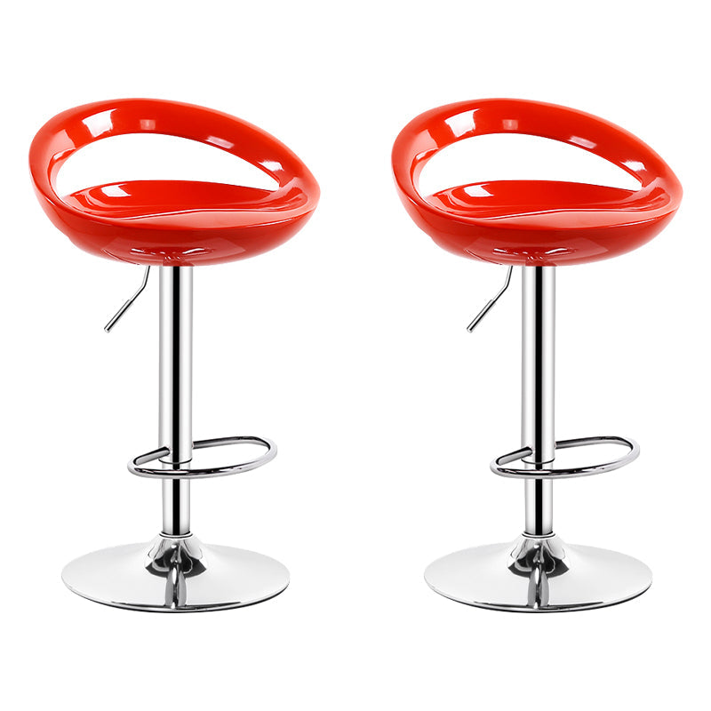 Industrial Adjustable Height Swivel Counter Stools Metal Bar Stools with Footrest Orange 2 Piece Set Clearhalo 'Bar Furniture' 'Bar Stools' 'bar_stools' 'furn' 'furn_bar_stools' 'Furniture' 'furniture_bar_stools' 'Kitchen & Dining Furniture' 4730458