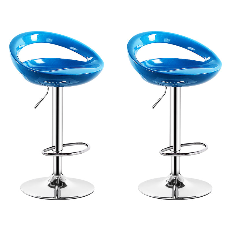 Industrial Adjustable Height Swivel Counter Stools Metal Bar Stools with Footrest Blue 2 Piece Set Clearhalo 'Bar Furniture' 'Bar Stools' 'bar_stools' 'furn' 'furn_bar_stools' 'Furniture' 'furniture_bar_stools' 'Kitchen & Dining Furniture' 4730459