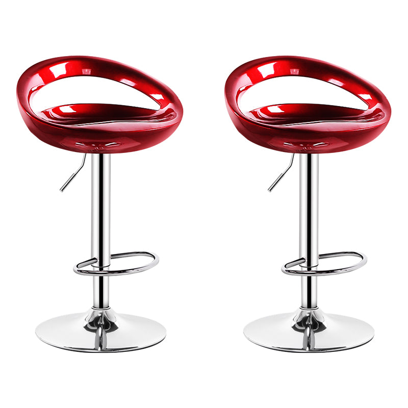 Industrial Adjustable Height Swivel Counter Stools Metal Bar Stools with Footrest Burgundy 2 Piece Set Clearhalo 'Bar Furniture' 'Bar Stools' 'bar_stools' 'furn' 'furn_bar_stools' 'Furniture' 'furniture_bar_stools' 'Kitchen & Dining Furniture' 4730463