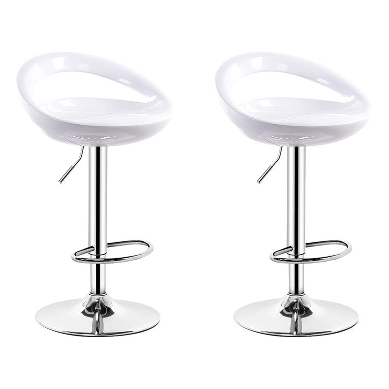 Industrial Adjustable Height Swivel Counter Stools Metal Bar Stools with Footrest White 2 Piece Set Clearhalo 'Bar Furniture' 'Bar Stools' 'bar_stools' 'furn' 'furn_bar_stools' 'Furniture' 'furniture_bar_stools' 'Kitchen & Dining Furniture' 4730464