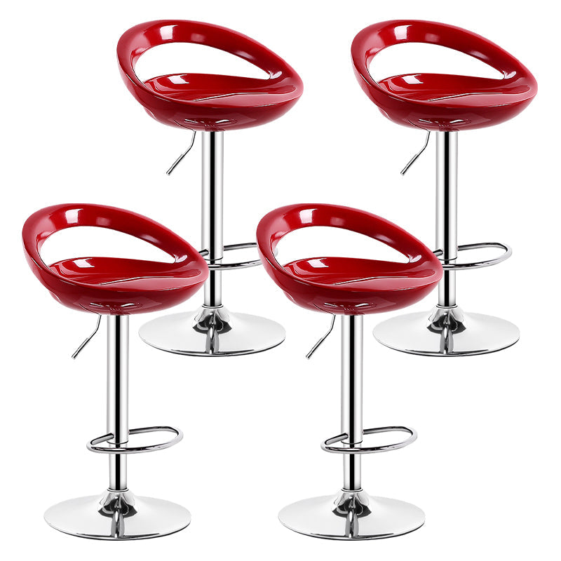 Industrial Adjustable Height Swivel Counter Stools Metal Bar Stools with Footrest Red 4 Piece Set Clearhalo 'Bar Furniture' 'Bar Stools' 'bar_stools' 'furn' 'furn_bar_stools' 'Furniture' 'furniture_bar_stools' 'Kitchen & Dining Furniture' 4730465