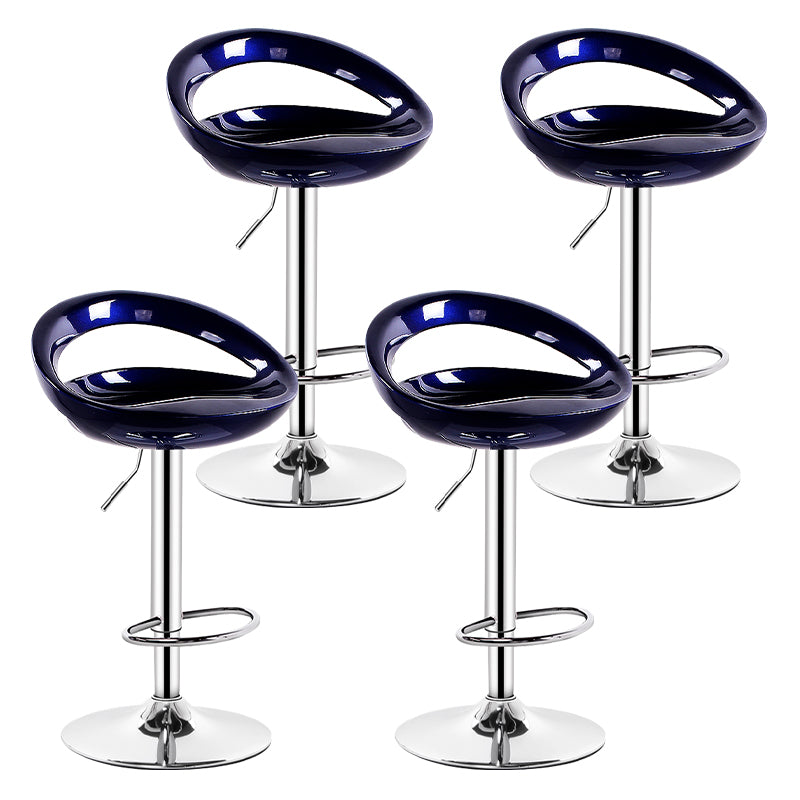 Industrial Adjustable Height Swivel Counter Stools Metal Bar Stools with Footrest Royal Blue 4 Piece Set Clearhalo 'Bar Furniture' 'Bar Stools' 'bar_stools' 'furn' 'furn_bar_stools' 'Furniture' 'furniture_bar_stools' 'Kitchen & Dining Furniture' 4730466