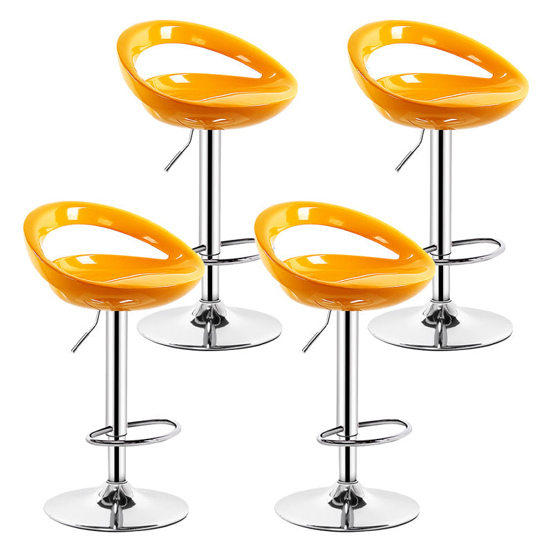 Industrial Adjustable Height Swivel Counter Stools Metal Bar Stools with Footrest Yellow 4 Piece Set Clearhalo 'Bar Furniture' 'Bar Stools' 'bar_stools' 'furn' 'furn_bar_stools' 'Furniture' 'furniture_bar_stools' 'Kitchen & Dining Furniture' 4730467