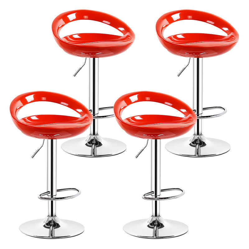 Industrial Adjustable Height Swivel Counter Stools Metal Bar Stools with Footrest Orange 4 Piece Set Clearhalo 'Bar Furniture' 'Bar Stools' 'bar_stools' 'furn' 'furn_bar_stools' 'Furniture' 'furniture_bar_stools' 'Kitchen & Dining Furniture' 4730468